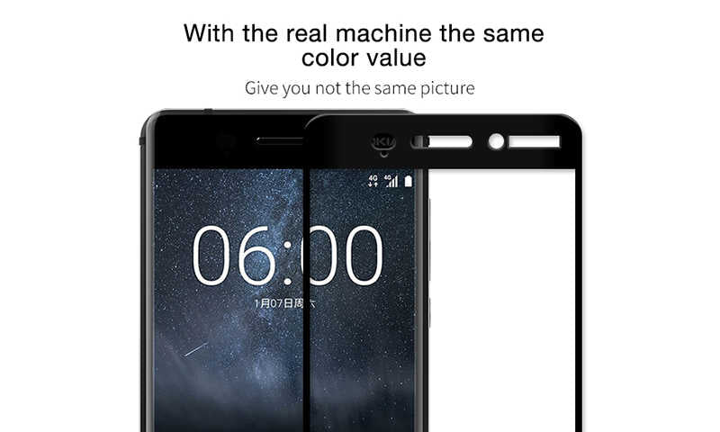 Nokia 6 Zore Ekranı Tam Kaplayan Düz Cam Koruyucu Beyaz