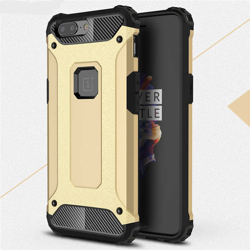 One Plus 5 Kılıf Zore Crash Silikon Kapak Gold