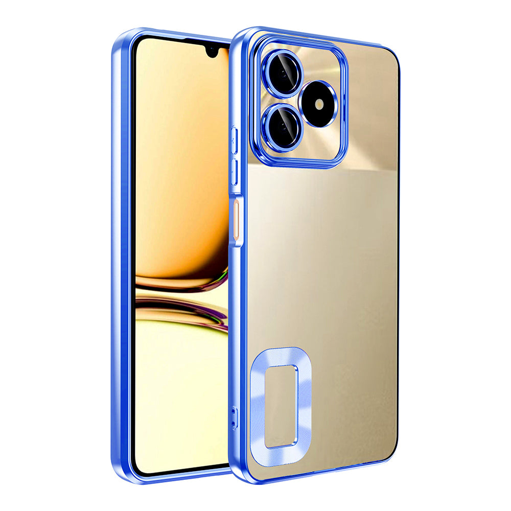 Realme C53 Kılıf Kamera Korumalı Logo Gösteren Zore Omega Kapak Mavi