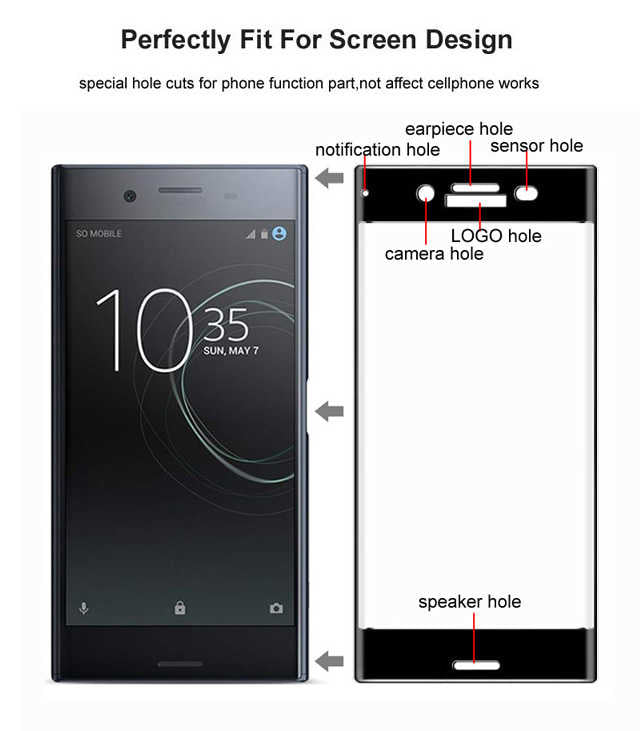 Sony Xperia XZ1 Zore Ekranı Tam Kaplayan Düz Cam Koruyucu Beyaz