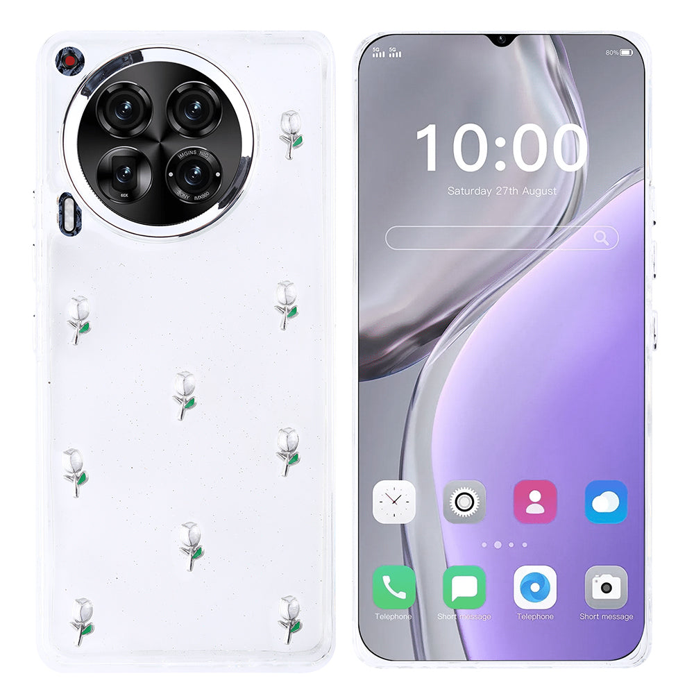 Tecno Camon 30 5G Kılıf Airbag Tasarımlı Simli Şeffaf Zore Kutup Kapak Yıldız