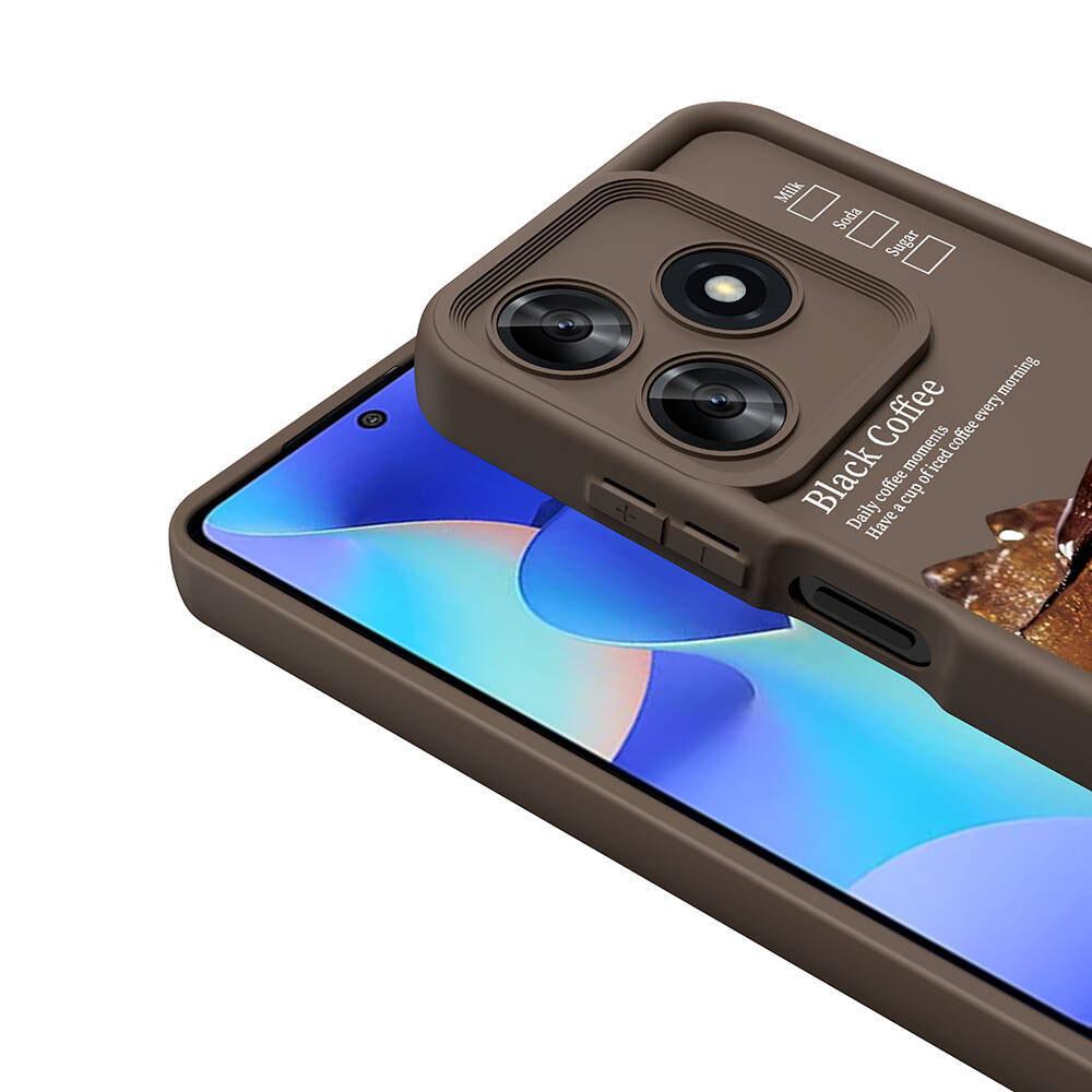Tecno Spark 10 4G Kılıf Kamera Korumalı Baskılı Arka Yüzey Zore Klas Kapak Açık Kahve