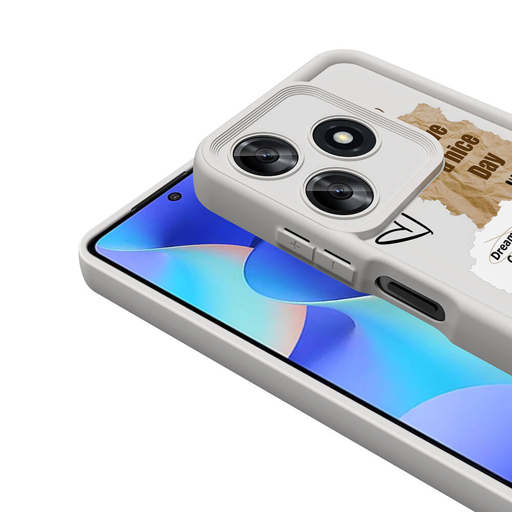 Tecno Spark 10 4G Kılıf Kamera Korumalı Baskılı Arka Yüzey Zore Klas Kapak Beyaz