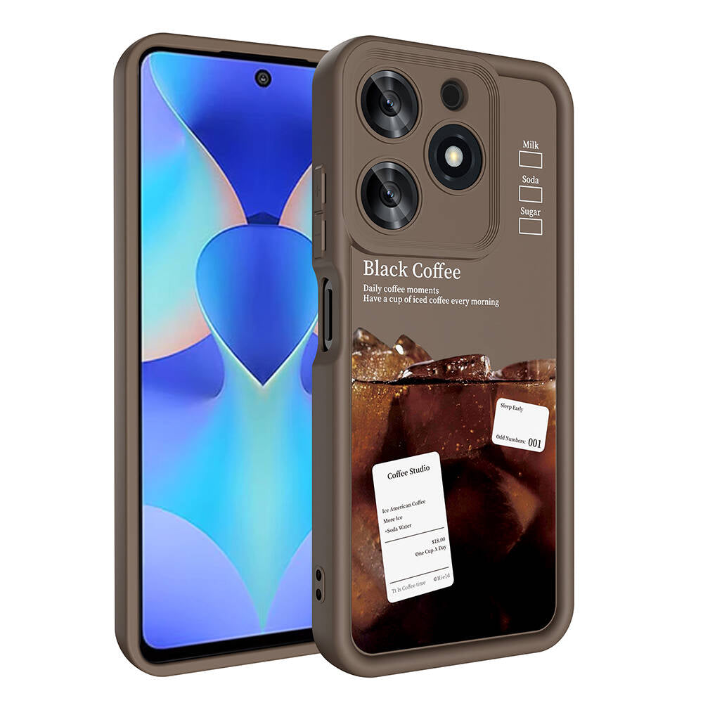 Tecno Spark 10 Pro 4G Kılıf Kamera Korumalı Baskılı Arka Yüzey Zore Klas Kapak Açık Kahve