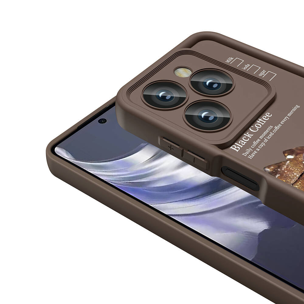 Tecno Spark 20 Kılıf Kamera Korumalı Baskılı Arka Yüzey Zore Klas Kapak Koyu Kahve