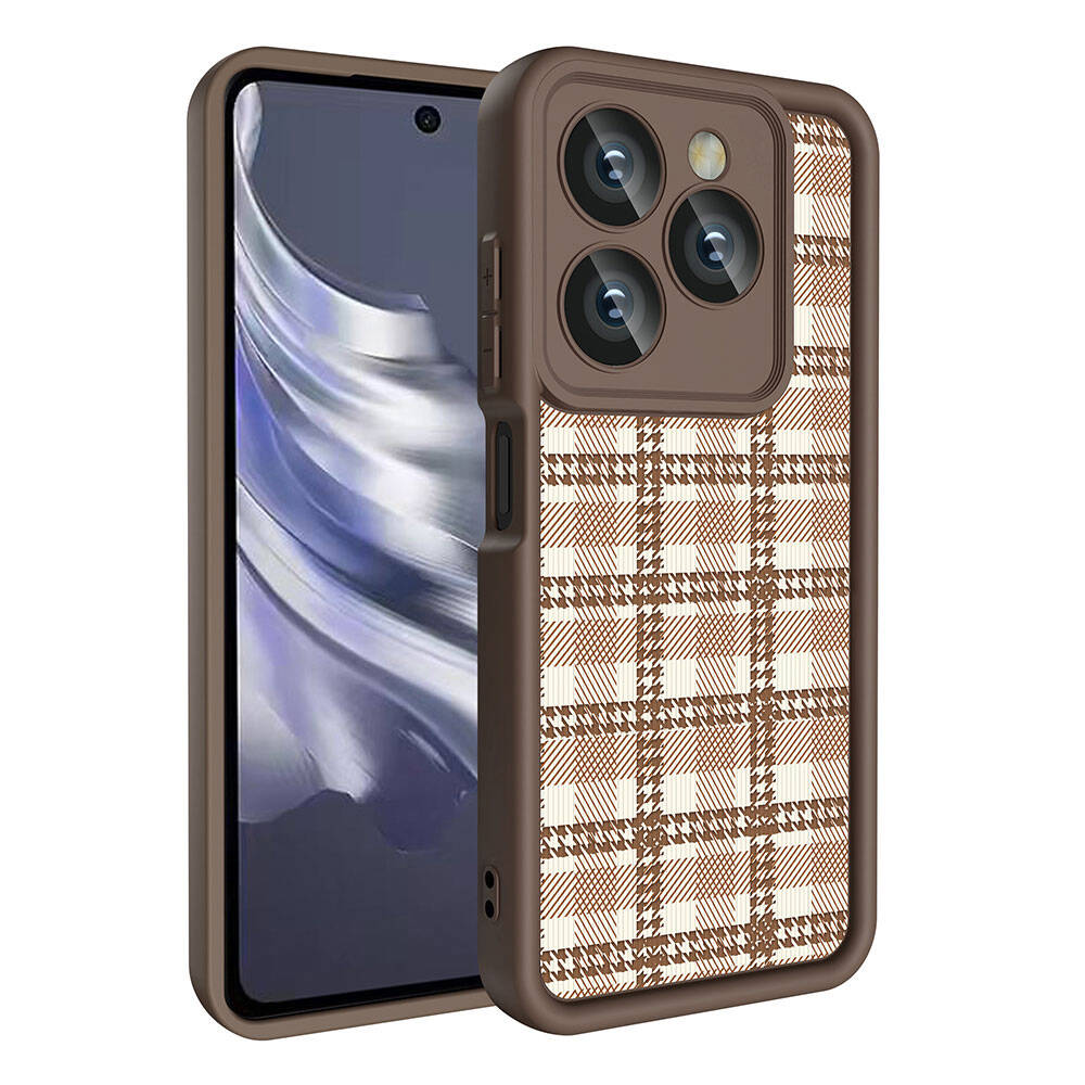 Tecno Spark 20 Kılıf Kamera Korumalı Baskılı Arka Yüzey Zore Klas Kapak Koyu Kahve