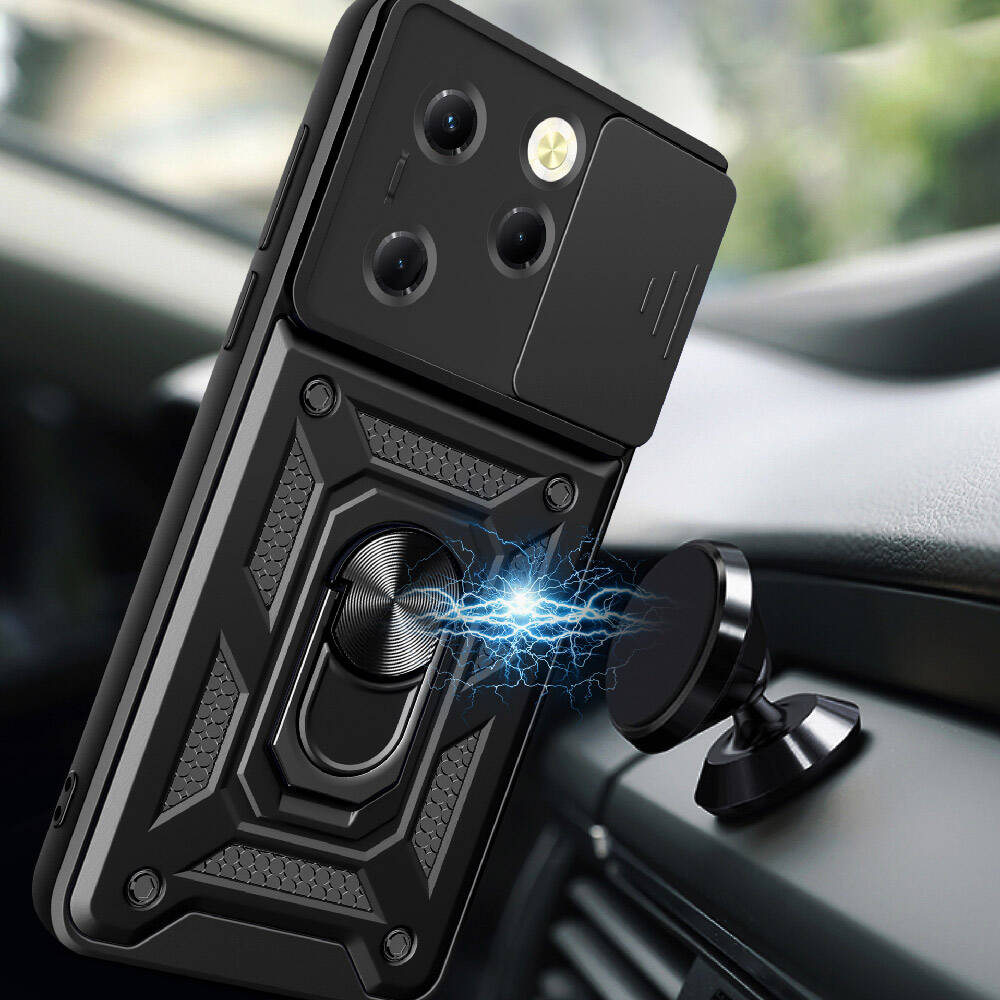 Tecno Spark 20 Pro Kılıf Magnetik Standlı Kamera Korumalı Zore Sürgülü Vega Kapak Mavi