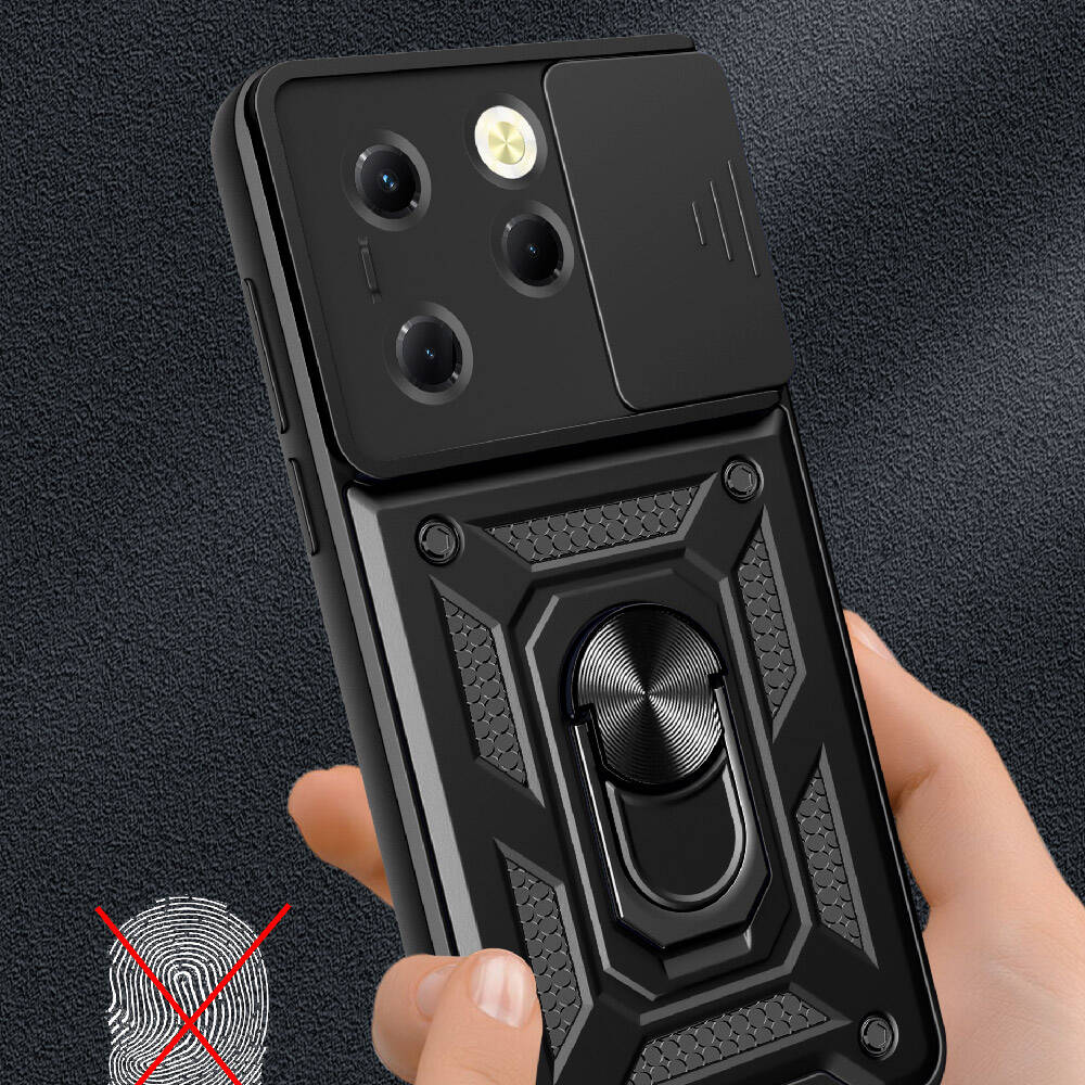 Tecno Spark 20 Pro Kılıf Magnetik Standlı Kamera Korumalı Zore Sürgülü Vega Kapak Mavi