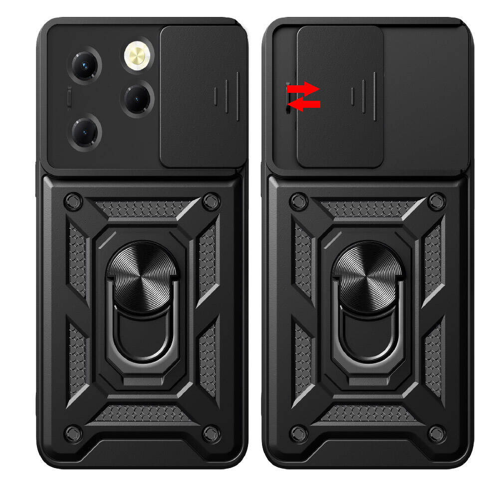 Tecno Spark 20 Pro Kılıf Magnetik Standlı Kamera Korumalı Zore Sürgülü Vega Kapak Mavi