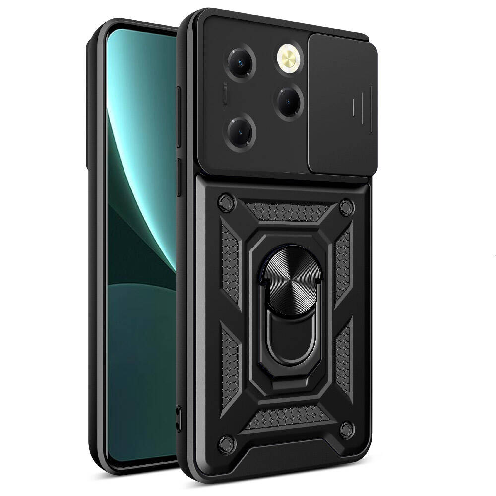 Tecno Spark 20 Pro Kılıf Magnetik Standlı Kamera Korumalı Zore Sürgülü Vega Kapak Mavi