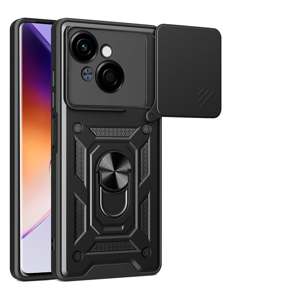 Tecno Spark Go 1 2025 Kılıf Magnetik Standlı Kamera Korumalı Zore Sürgülü Vega Kapak Mavi