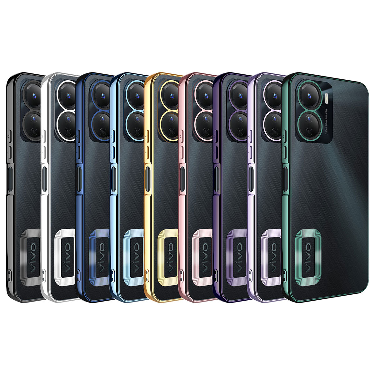 Vivo Y16 Kılıf Kamera Korumalı Logo Gösteren Zore Omega Kapak Gümüş