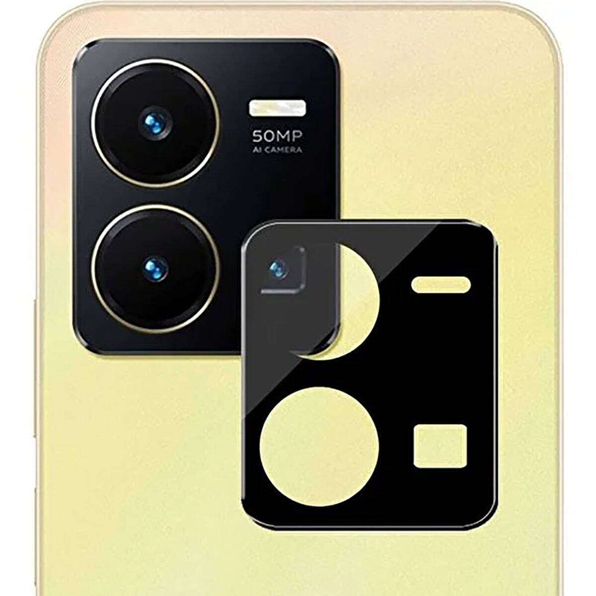 Vivo Y35S Zore 3D Kamera Camı Siyah