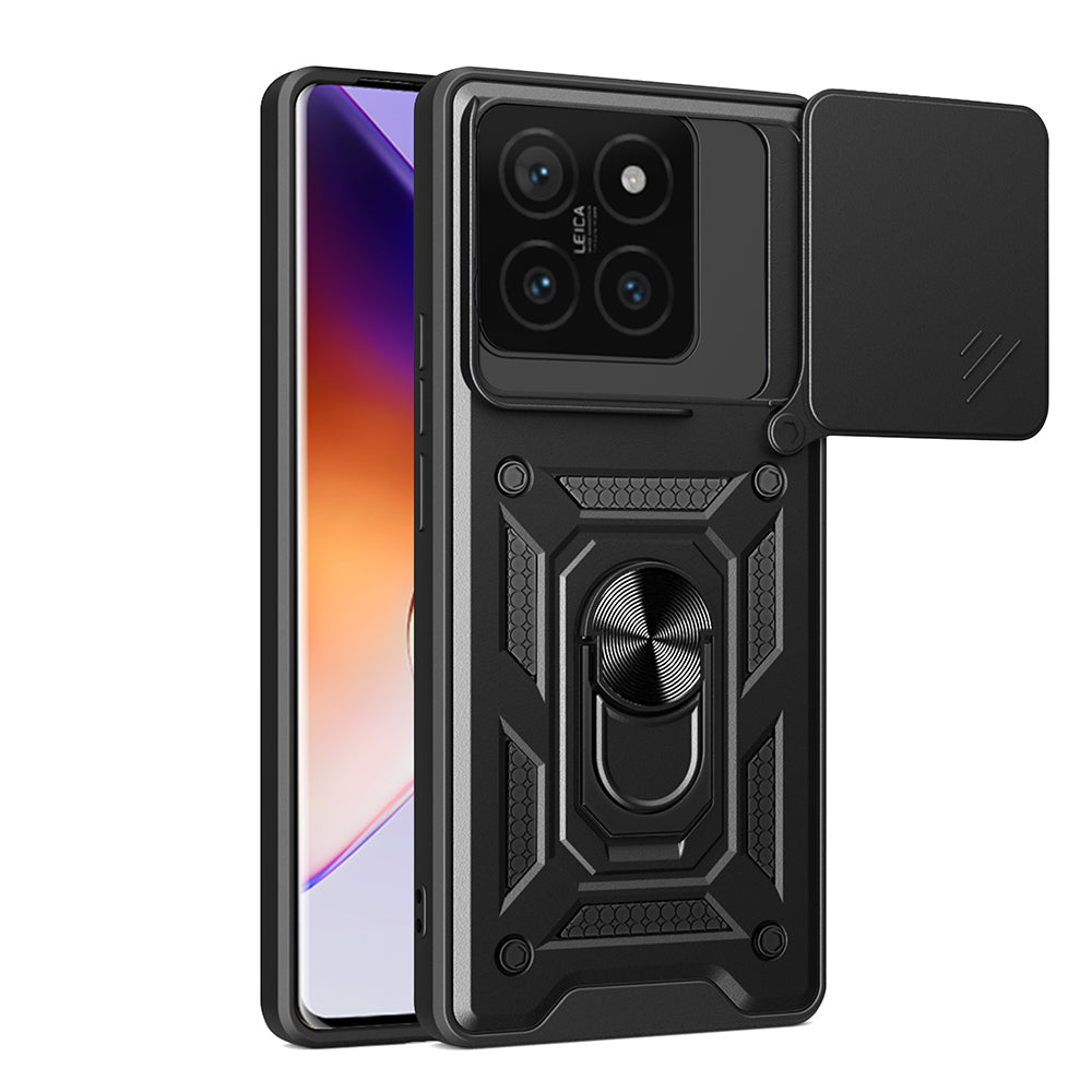 Xiaomi 14T Kılıf Magnetik Standlı Kamera Korumalı Zore Sürgülü Vega Kapak Mavi