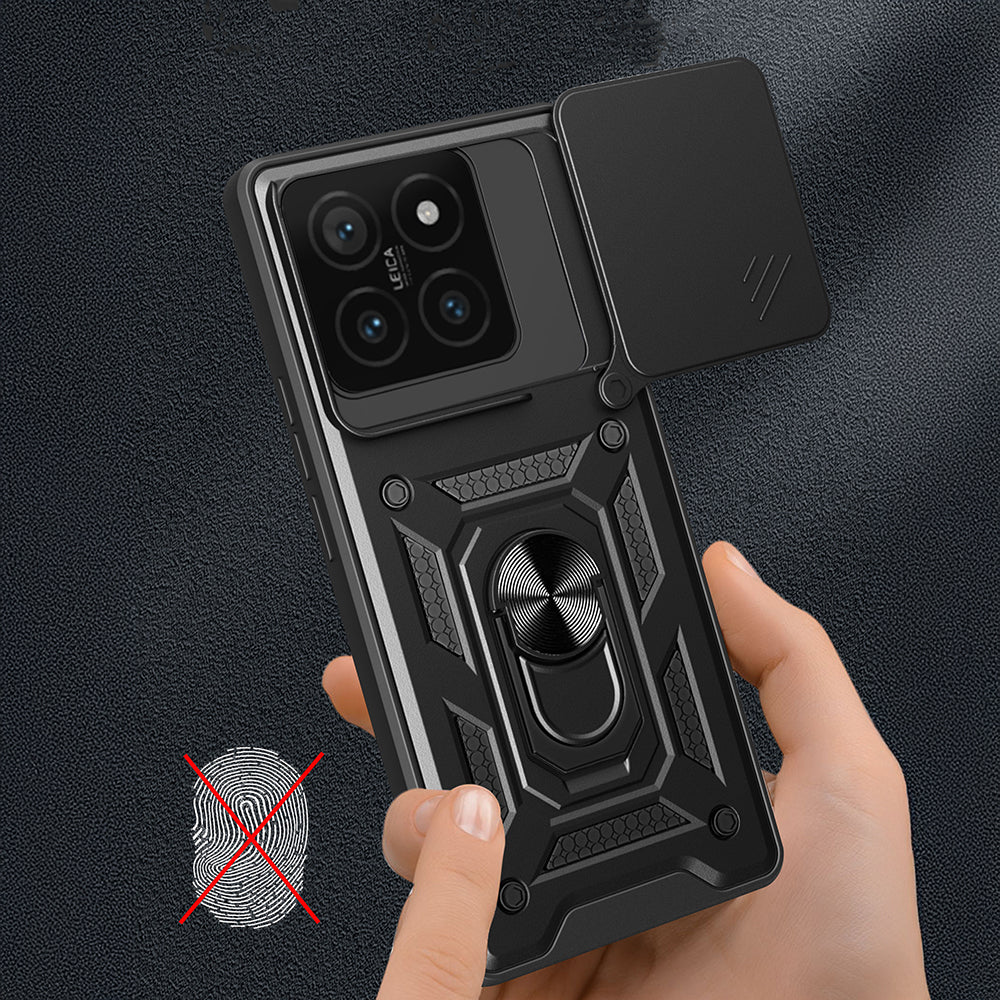 Xiaomi 14T Pro Kılıf Magnetik Standlı Kamera Korumalı Zore Sürgülü Vega Kapak Siyah
