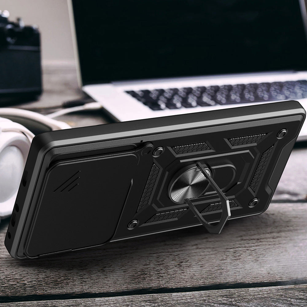 Xiaomi 14T Pro Kılıf Magnetik Standlı Kamera Korumalı Zore Sürgülü Vega Kapak Siyah