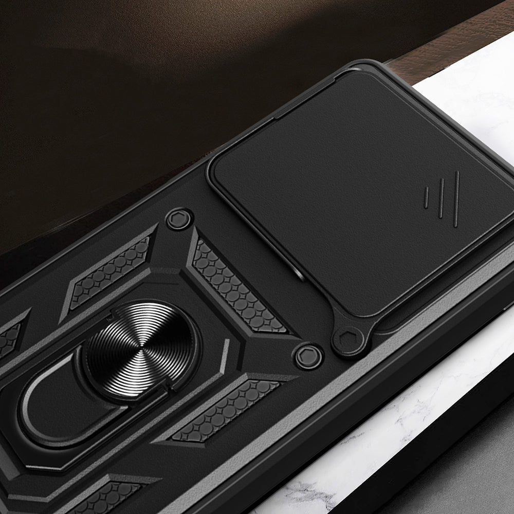 Xiaomi 14T Pro Kılıf Magnetik Standlı Kamera Korumalı Zore Sürgülü Vega Kapak Siyah