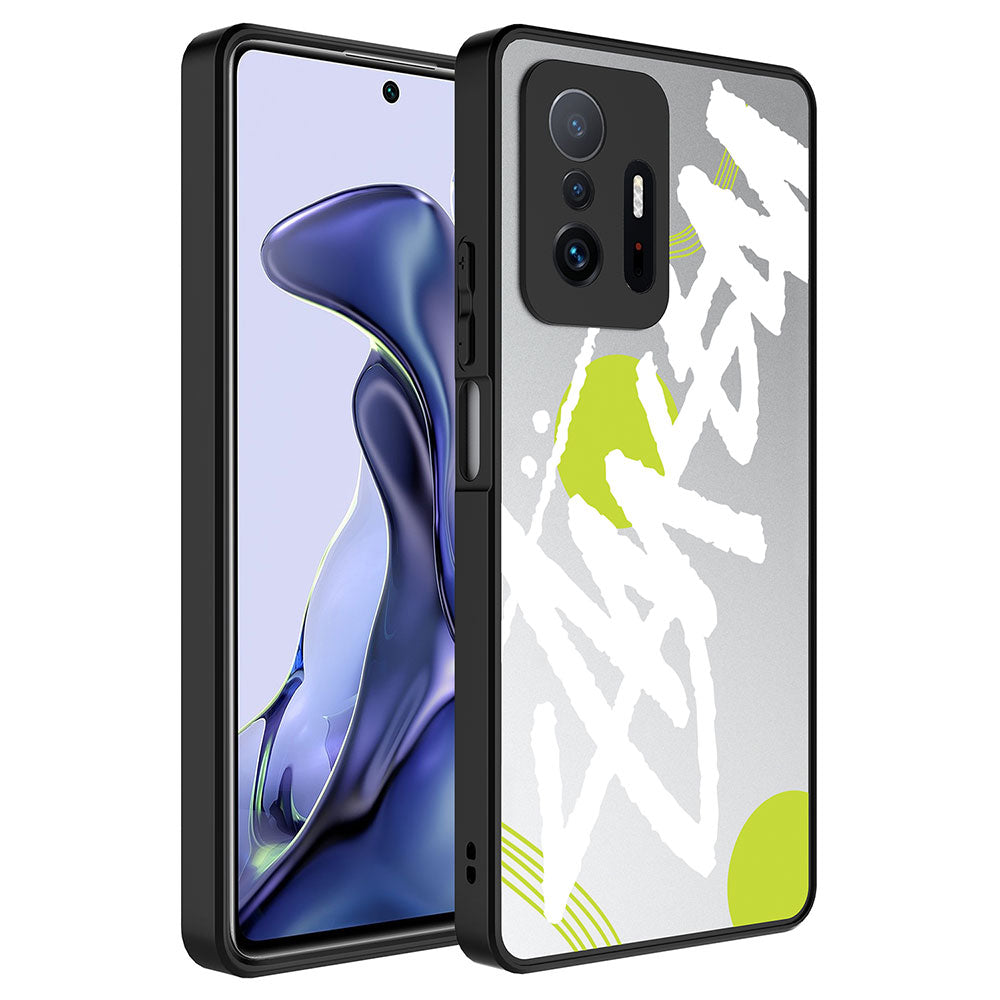 Xiaomi Mi 11T 5G Kılıf Aynalı Desenli Kamera Korumalı Parlak Zore Mirror Kapak Yazı