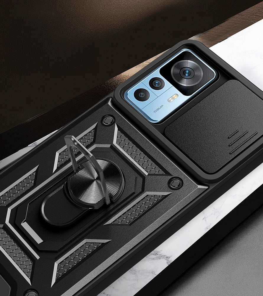 Xiaomi Mi 12T Kılıf Magnetik Standlı Kamera Korumalı Zore Sürgülü Vega Kapak Mavi