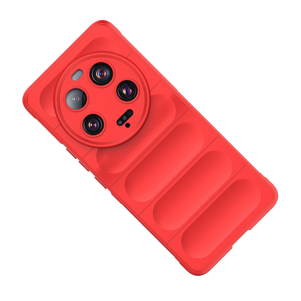 Xiaomi Mi 13 Ultra Kılıf Esnek TPU Oyuklu Arka Yüzey Tasarımlı Zore Etnik Silikon Kapak Kırmızı