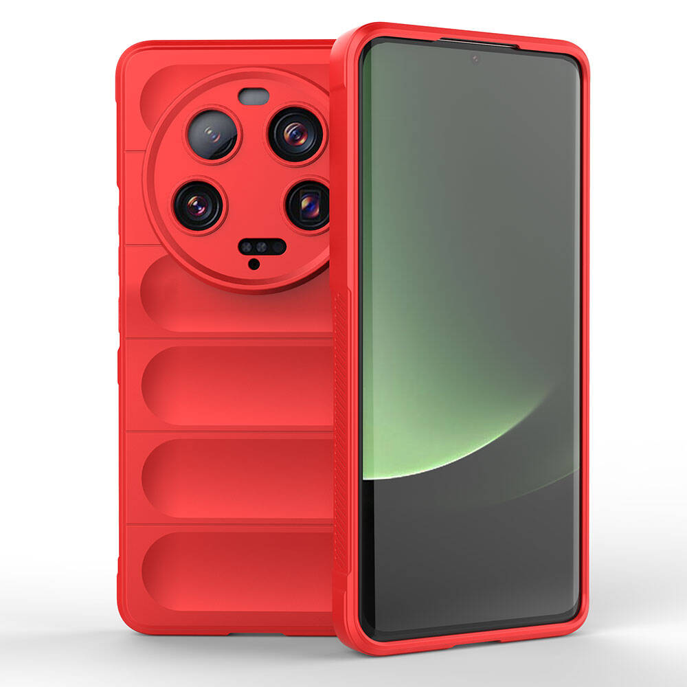 Xiaomi Mi 13 Ultra Kılıf Esnek TPU Oyuklu Arka Yüzey Tasarımlı Zore Etnik Silikon Kapak Kırmızı