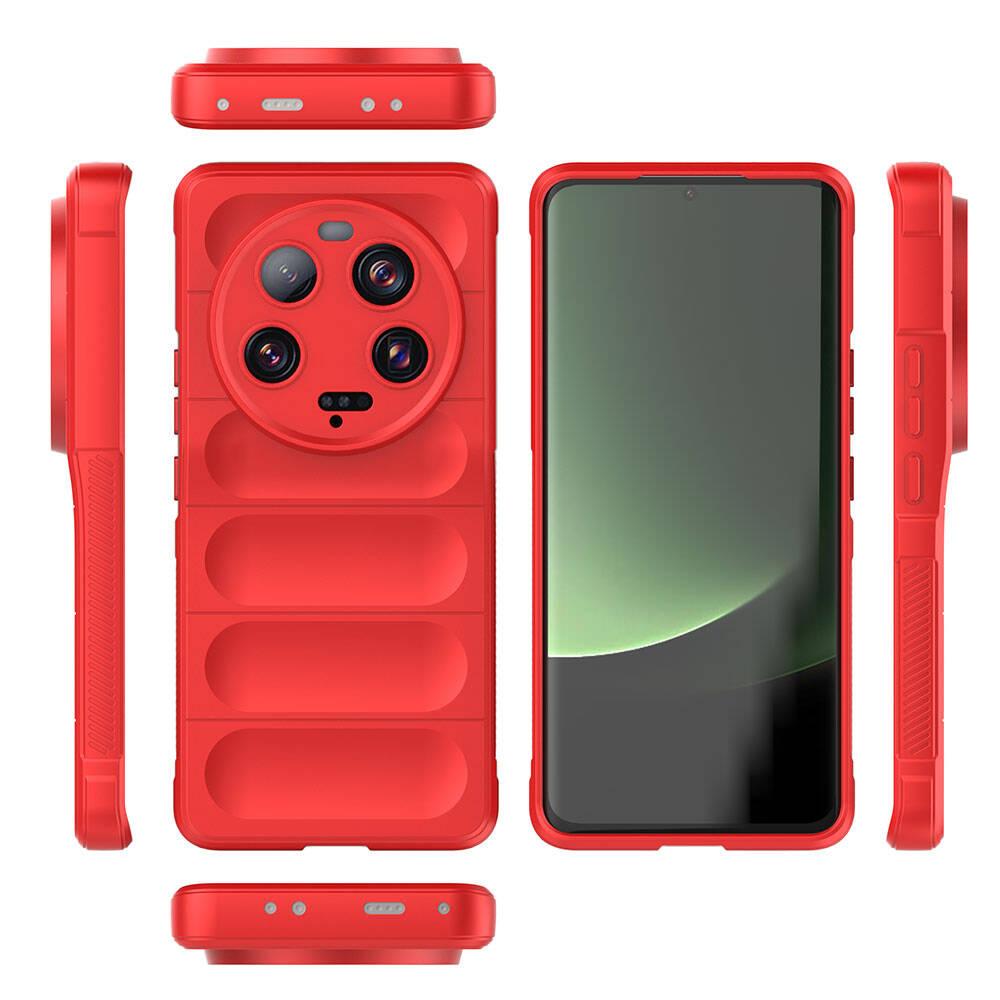 Xiaomi Mi 13 Ultra Kılıf Esnek TPU Oyuklu Arka Yüzey Tasarımlı Zore Etnik Silikon Kapak Kırmızı