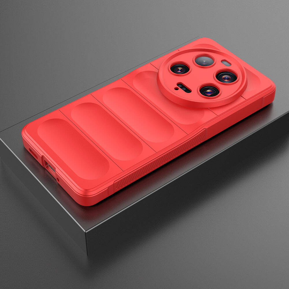 Xiaomi Mi 13 Ultra Kılıf Esnek TPU Oyuklu Arka Yüzey Tasarımlı Zore Etnik Silikon Kapak Kırmızı