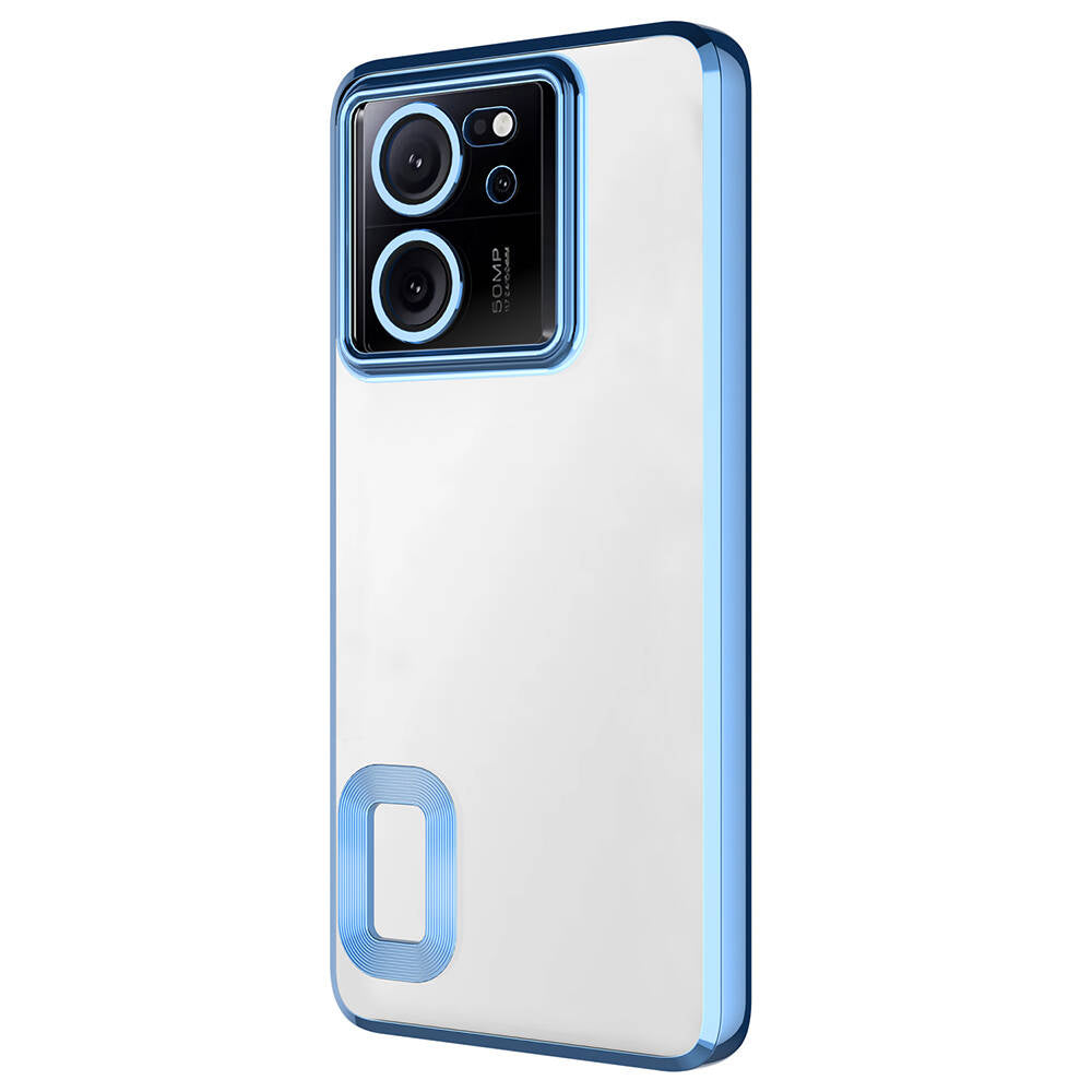 Xiaomi Mi 13T Kılıf Kamera Korumalı Logo Gösteren Zore Omega Kapak Sierra Mavi