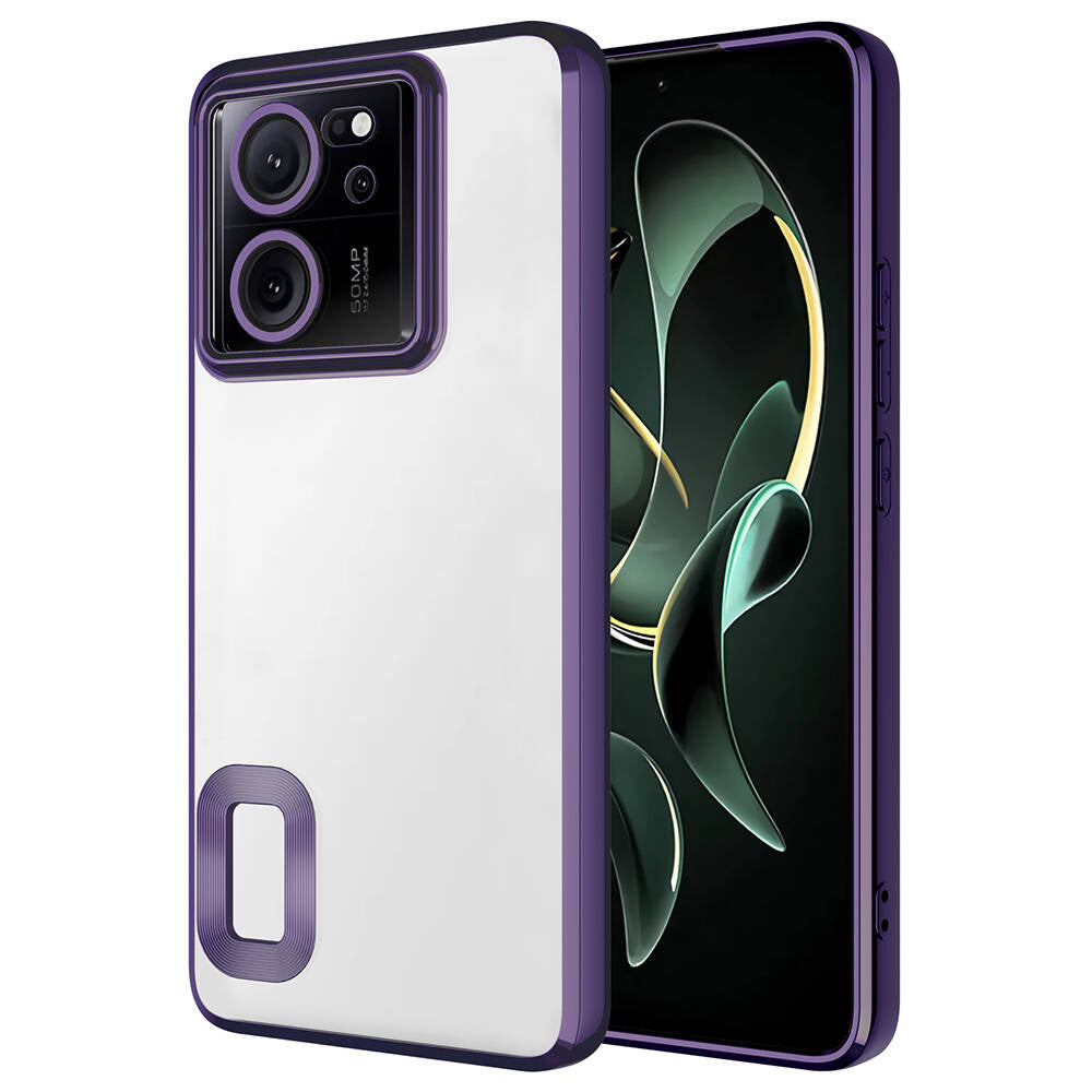Xiaomi Mi 13T Kılıf Kamera Korumalı Logo Gösteren Zore Omega Kapak Derin Mor