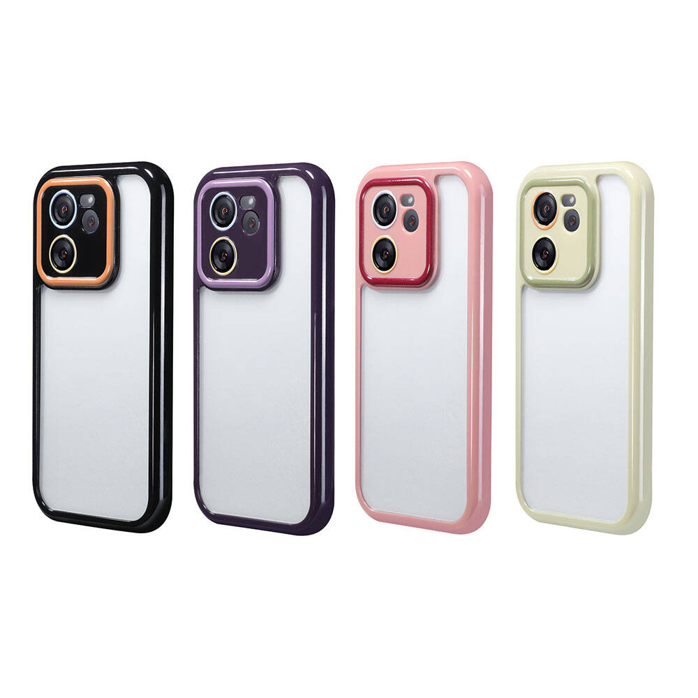 Xiaomi Mi 13T Kılıf Kamera Korumalı Renkli Kenar ve Çerçeve Tasarımlı Zore Vitamin Kapak Siyah