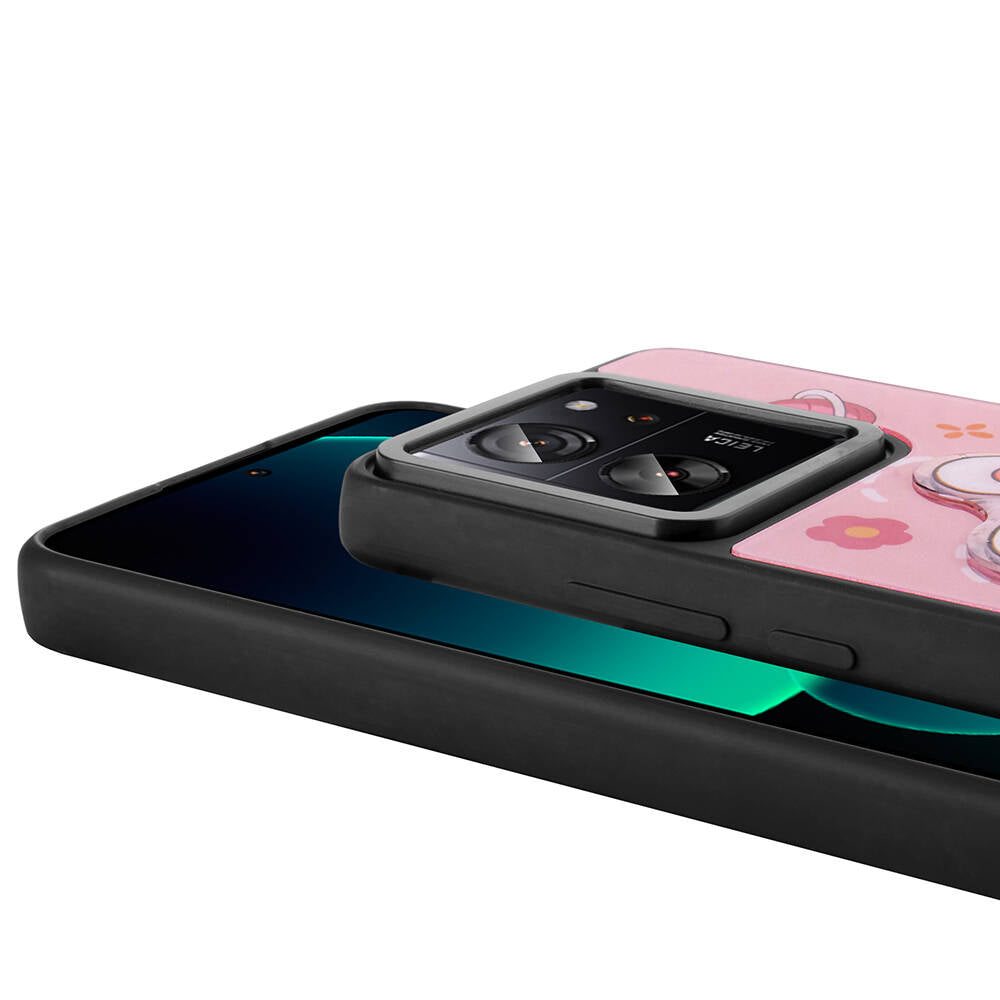 Xiaomi Mi 13T Kılıf Parlayan Kabartmalı İkonik Figürlü Zore Amas Silikon Kapak Mor