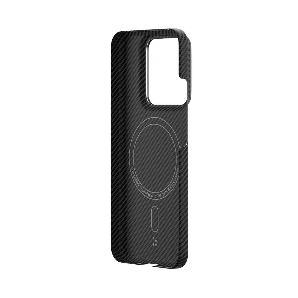 Xiaomi Mi 14 Kılıf Magsafe Şarj Özellikli 600D Kevlar Zore Krek Karbon Kapak Siyah