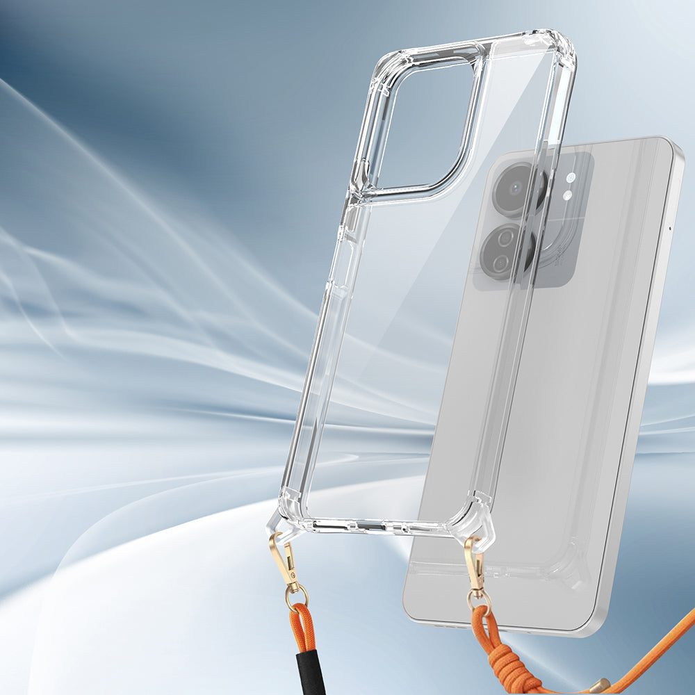 Xiaomi Poco C65 Kılıf Airbagli Takılabilir Askı Aparatlı Zore Snap Silikon Kapak Şeffaf