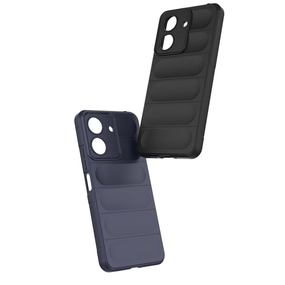 Xiaomi Poco C65 Kılıf Esnek TPU Oyuklu Arka Yüzey Tasarımlı Zore Etnik Silikon Kapak Lacivert