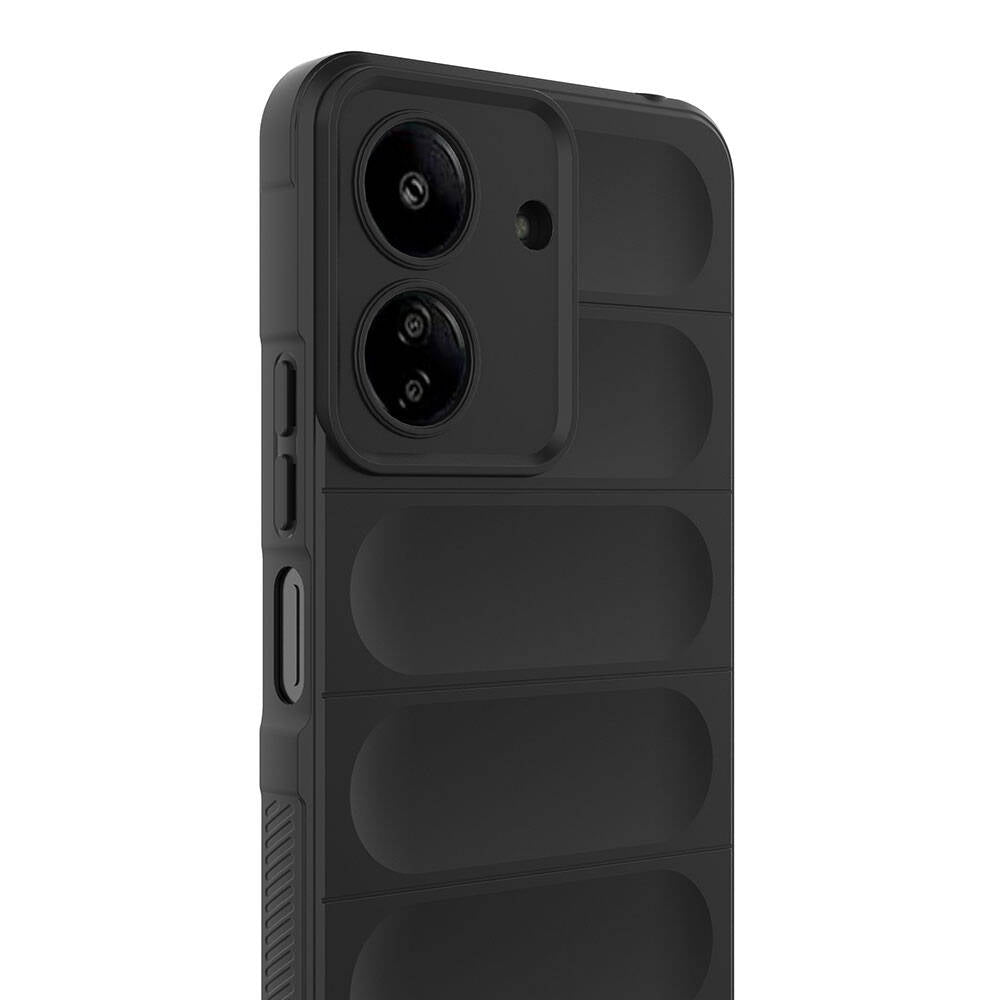 Xiaomi Poco C65 Kılıf Esnek TPU Oyuklu Arka Yüzey Tasarımlı Zore Etnik Silikon Kapak Siyah