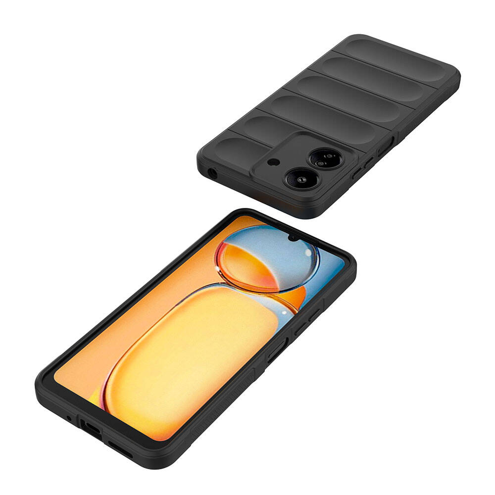 Xiaomi Poco C65 Kılıf Esnek TPU Oyuklu Arka Yüzey Tasarımlı Zore Etnik Silikon Kapak Siyah