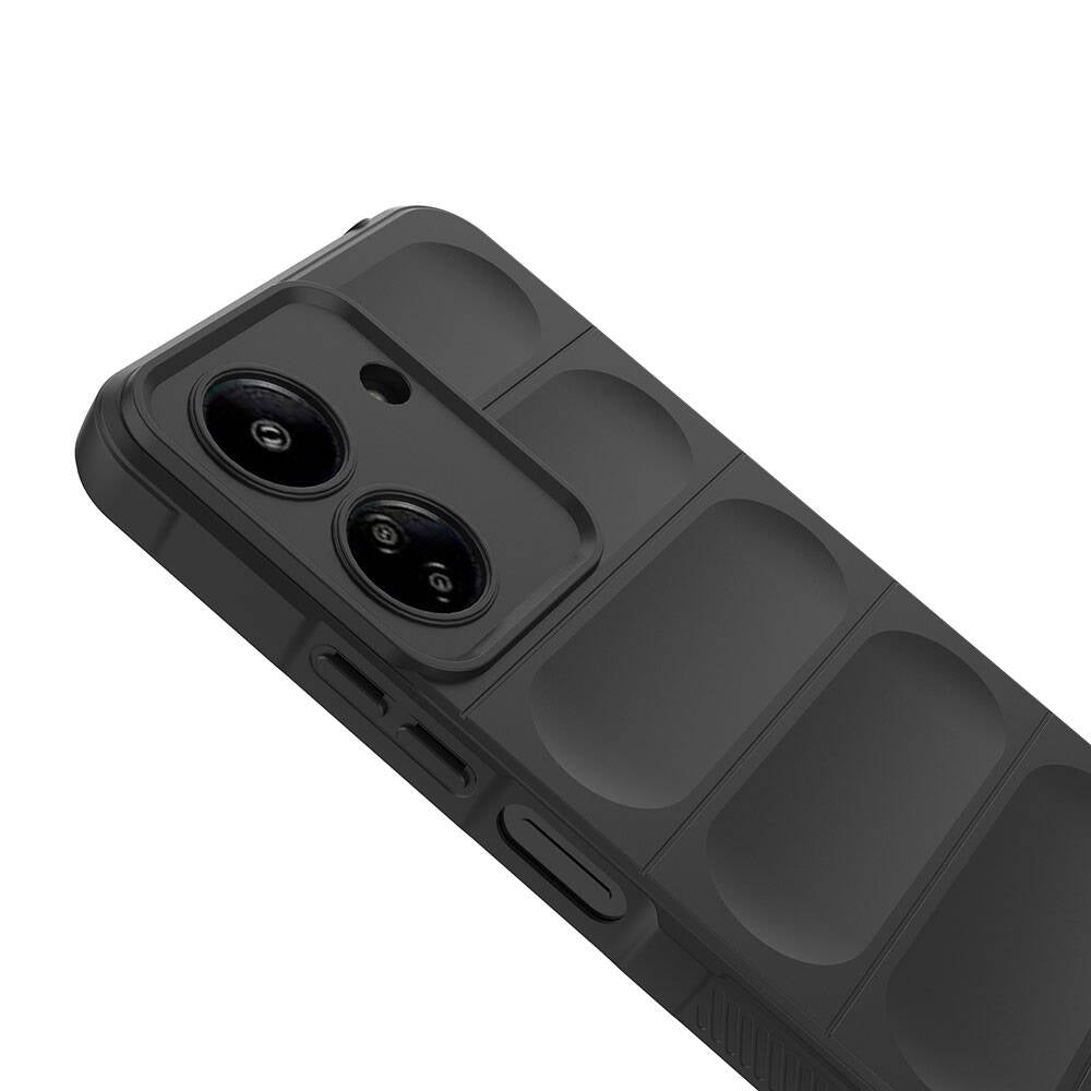 Xiaomi Poco C65 Kılıf Esnek TPU Oyuklu Arka Yüzey Tasarımlı Zore Etnik Silikon Kapak Siyah