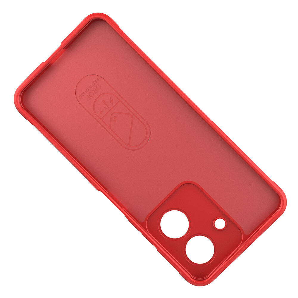 Xiaomi Poco C65 Kılıf Esnek TPU Oyuklu Arka Yüzey Tasarımlı Zore Etnik Silikon Kapak Kırmızı