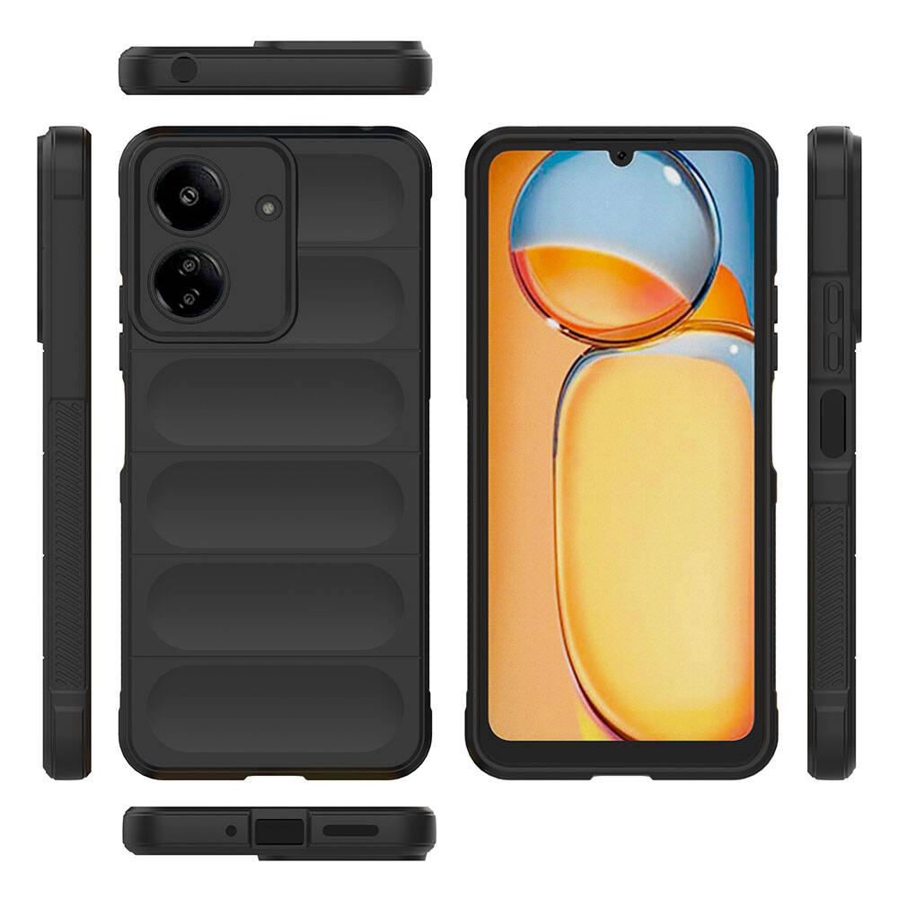 Xiaomi Poco C65 Kılıf Esnek TPU Oyuklu Arka Yüzey Tasarımlı Zore Etnik Silikon Kapak Lacivert