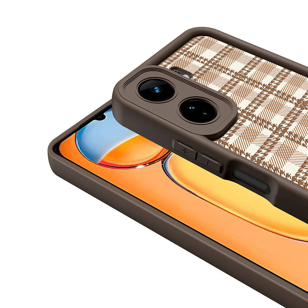 Xiaomi Poco C65 Kılıf Kamera Korumalı Baskılı Arka Yüzey Zore Klas Kapak Koyu Kahve
