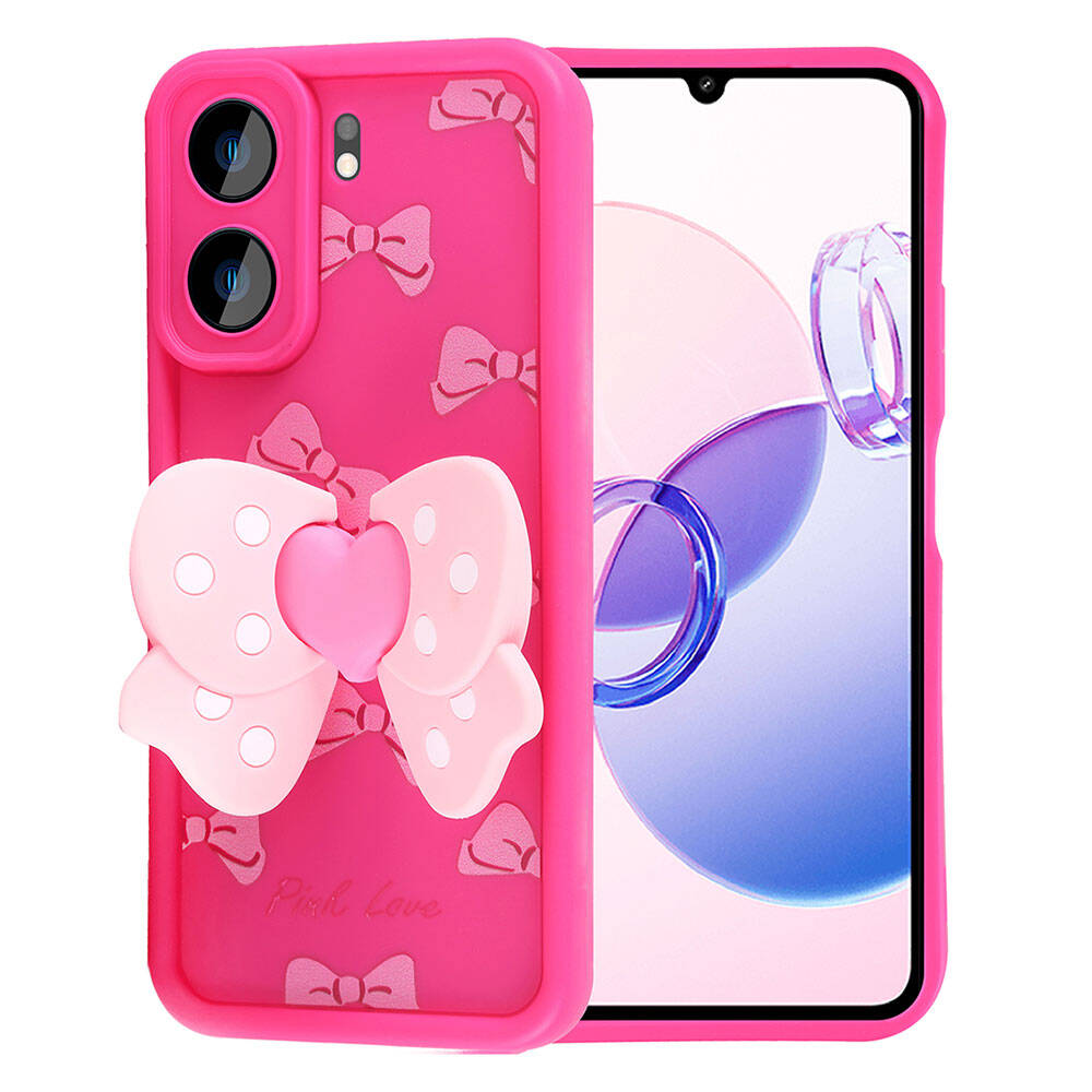 Xiaomi Poco C65 Kılıf Kamera Korumalı Figür Tasarımlı Zore Kapya Kapak Koyu Kahve