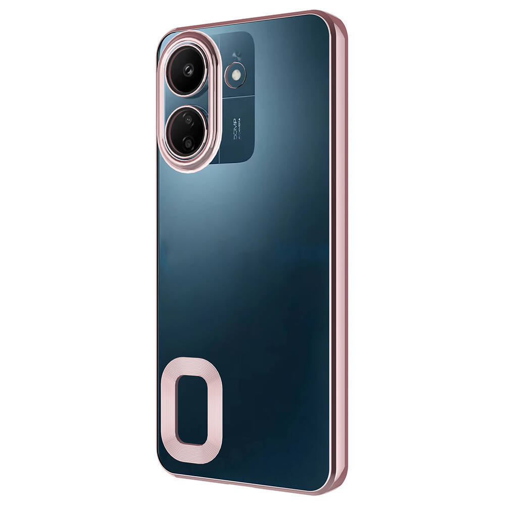 Xiaomi Poco C65 Kılıf Kamera Korumalı Logo Gösteren Zore Omega Kapak Rose Gold