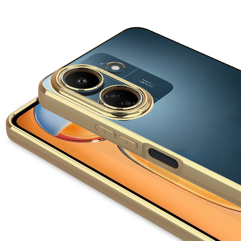 Xiaomi Poco C65 Kılıf Kamera Korumalı Logo Gösteren Zore Omega Kapak Sierra Mavi