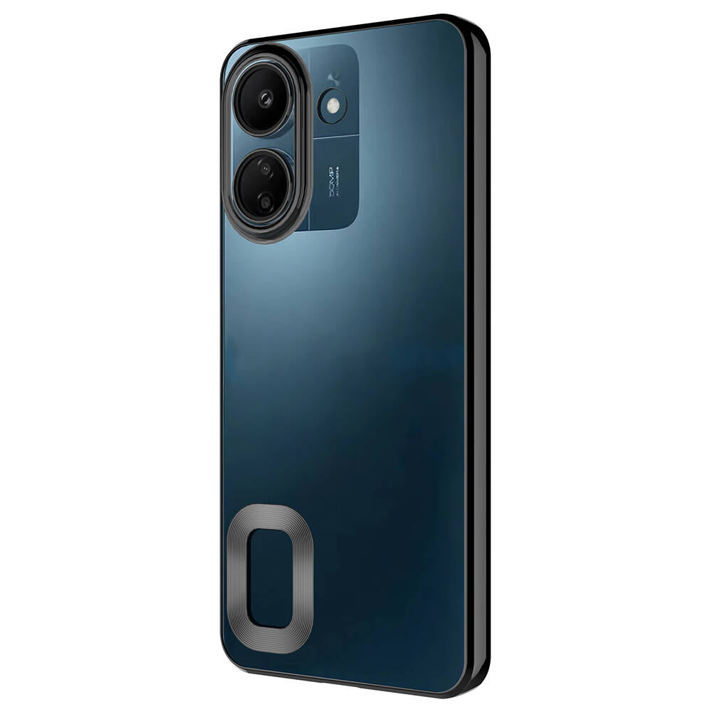 Xiaomi Poco C65 Kılıf Kamera Korumalı Logo Gösteren Zore Omega Kapak Gümüş