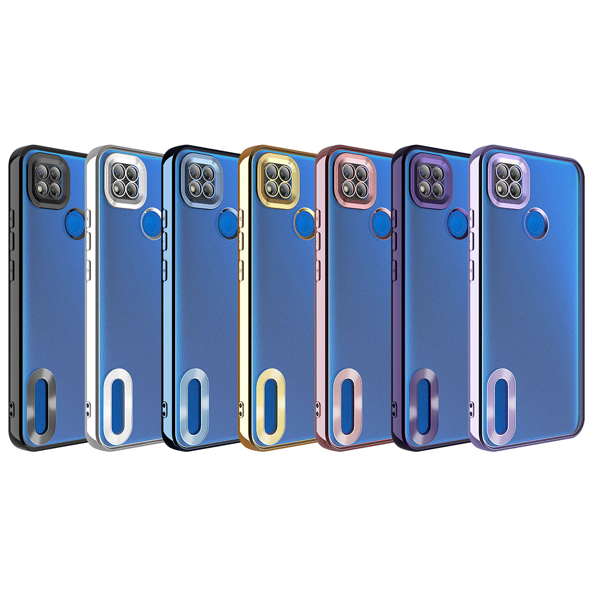 Xiaomi Redmi 10A Kılıf Kamera Korumalı Logo Gösteren Zore Omega Kapak Gold