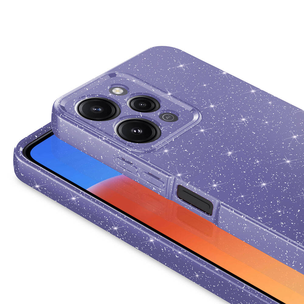 Xiaomi Redmi 12 Kılıf Kamera Korumalı Simli Lüks Zore Koton Kapak Pembe Koyu