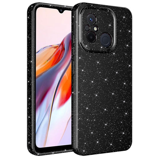 Xiaomi Redmi 12C Kılıf Kamera Korumalı Simli Lüks Zore Koton Kapak Siyah