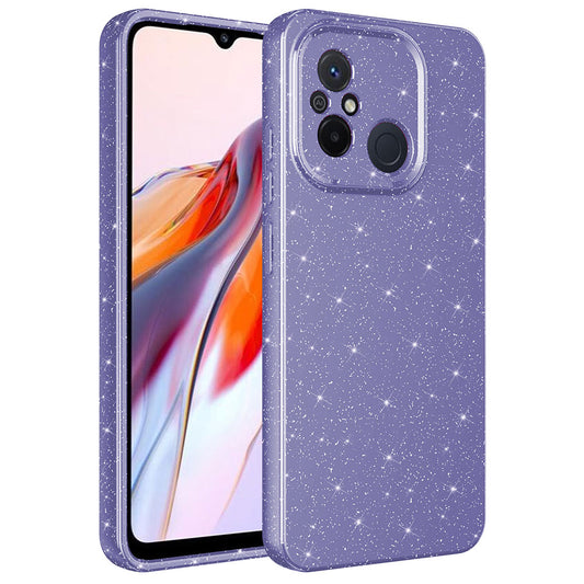 Xiaomi Redmi 12C Kılıf Kamera Korumalı Simli Lüks Zore Koton Kapak Mor