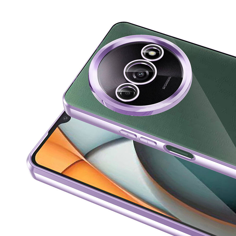 Xiaomi Redmi A3 4G 2024 Kılıf Kamera Korumalı Logo Gösteren Zore Omega Kapak Gümüş