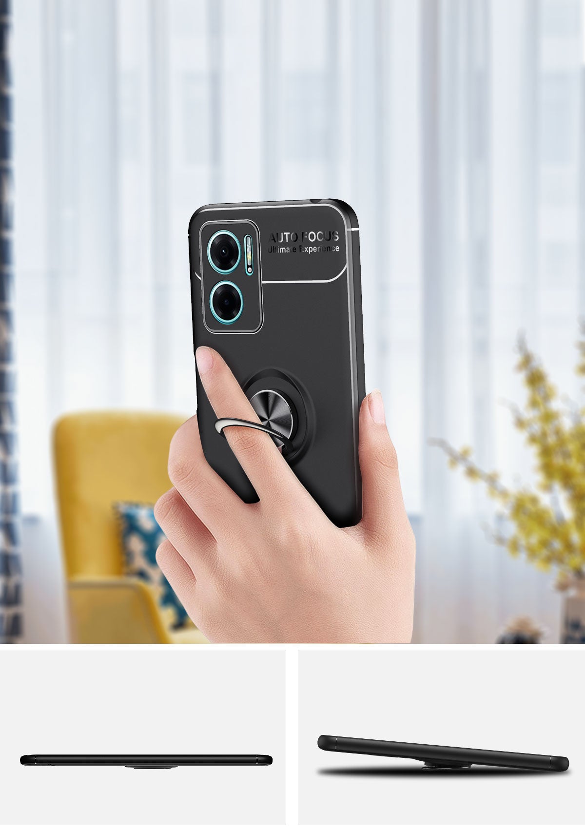 Xiaomi Redmi Note 11E Kılıf Zore Ravel Silikon Kapak Siyah-Mavi
